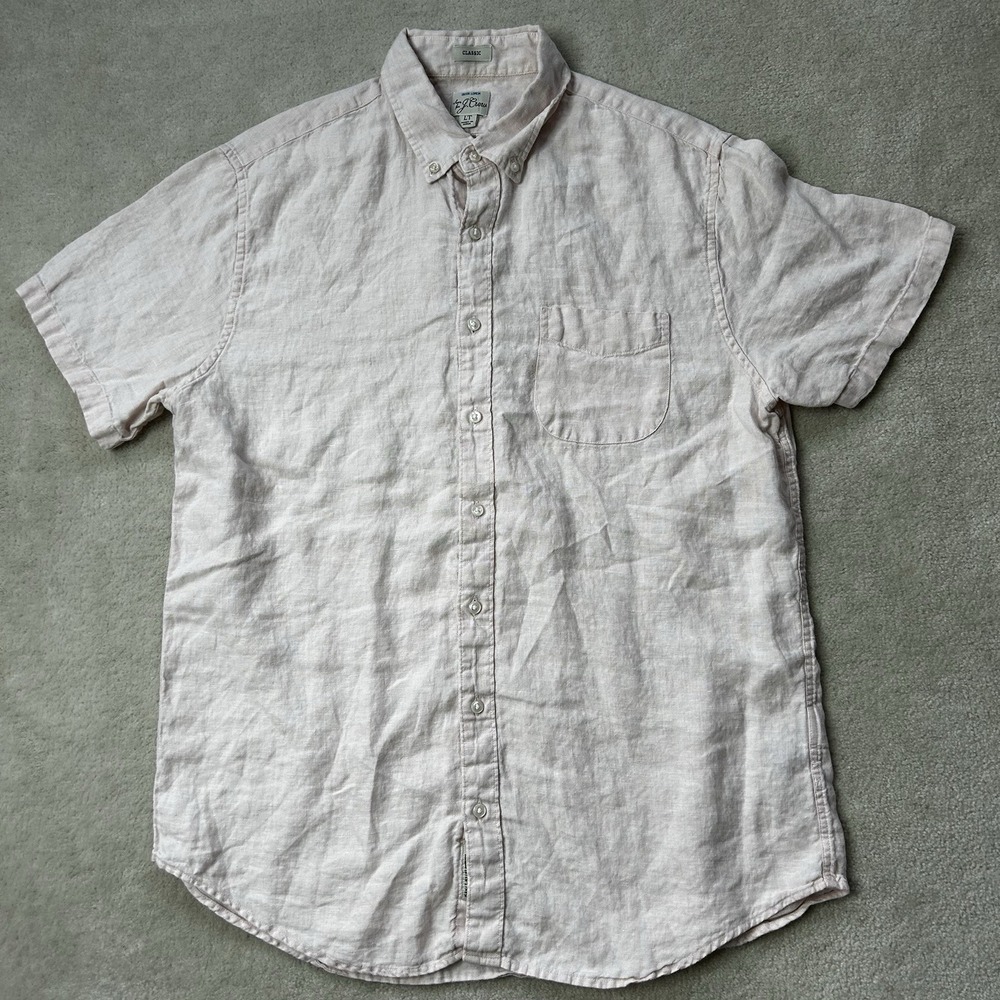 JCrew Baird McNutt 100% Irish Linen Short Sleeve Shirt Mens Large Button Up